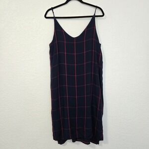 Rails Suki Tartan Navy Midnight Plaid Dress‎ S Sleeveless Casual V Neck